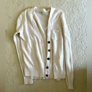 2 madewell cardigans - blue soft wool cardigan, ivory knit cardigan